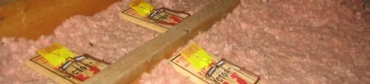 Mouse traps placed in an attic for rodent control in Mobile, AL